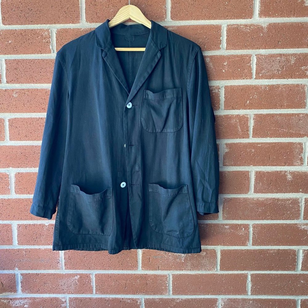Vintage Black petite round chore jacket (French workwear style)
